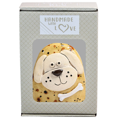 Charming Character of Handmade Ceramic Dog with Bone