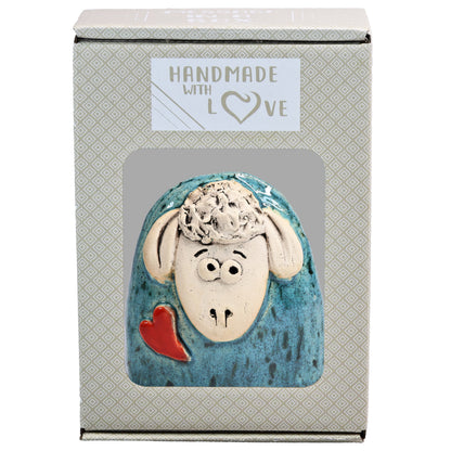 Charming Character of Handmade Ceramic Sheep with Love Heart