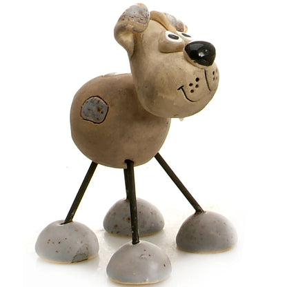 Handmade Patchy Ceramic Wire Leg Dog