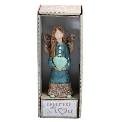Handmade Ceramic Celebration Angel Holding Heart