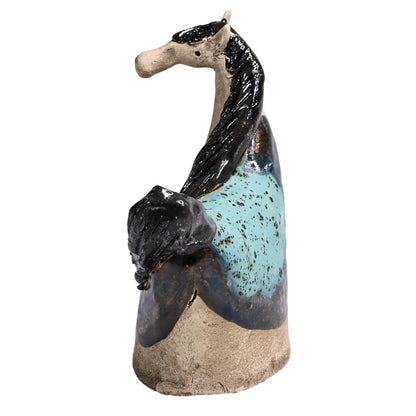 Handmade Ceramic Figurine of Vibrant Horses in Bold Colours