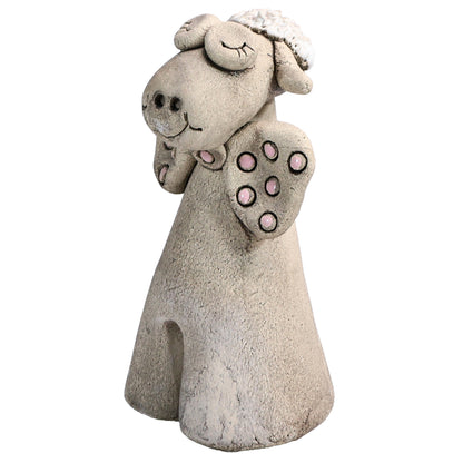 Handmade Ceramic Figurine of Charming Cow or Sheep with Bowtie