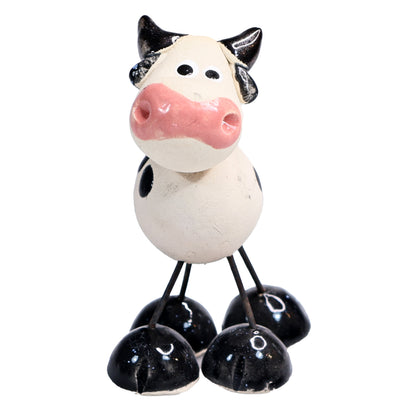 Handmade Ceramic Mini Wire Legged Dairy Cow Pair