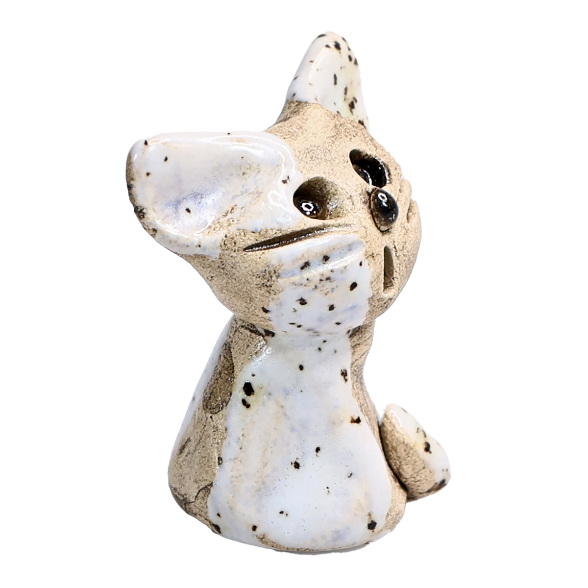 Handmade Ceramic Cat Couple, Black with Heart and White