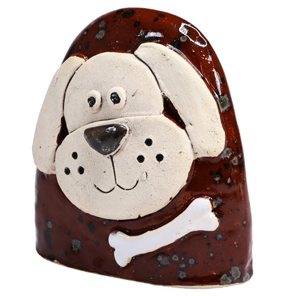 Charming Character of Handmade Ceramic Dog with Bone